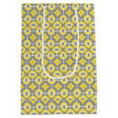 モダントレンディーグレーと白モザイク模様 ミディアムペーパーバッグ (裏面)