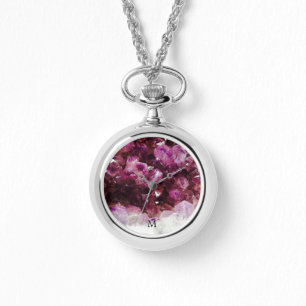 モダントレンディーシックパープルアメジストモノグラムの 腕時計