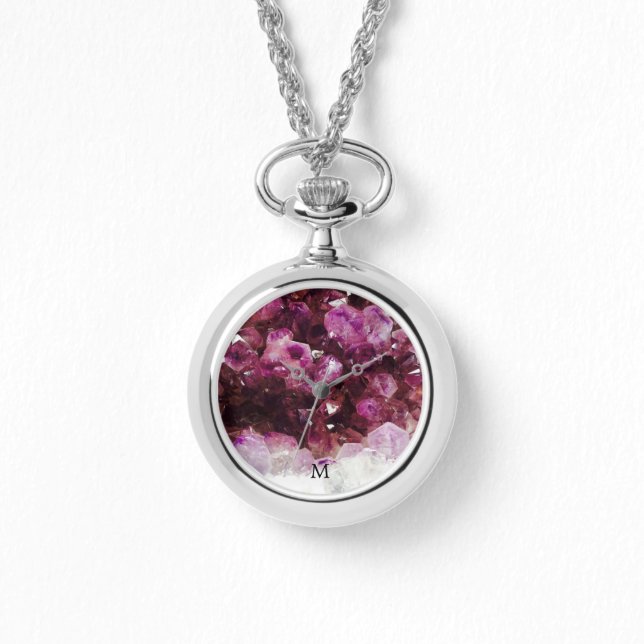 モダントレンディーシックパープルアメジストモノグラムの 腕時計 (正面)