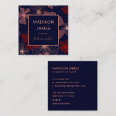 モダントレンディーシックフローラプロフェッショナルファッション スクエア名刺 (正面/裏面)