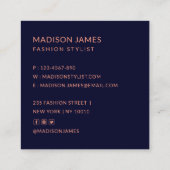 モダントレンディーシックフローラプロフェッショナルファッション スクエア名刺 (裏面)