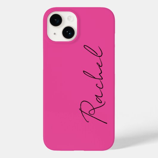 モダントレンディーシック熱ピンクスクリプトモノグラム名 Case-Mate iPhoneケース (裏面)