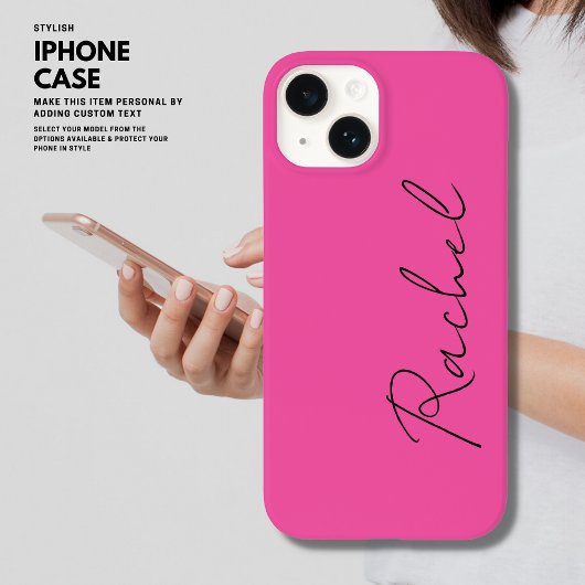 モダントレンディーシック熱ピンクスクリプトモノグラム名 Case-Mate iPhoneケース