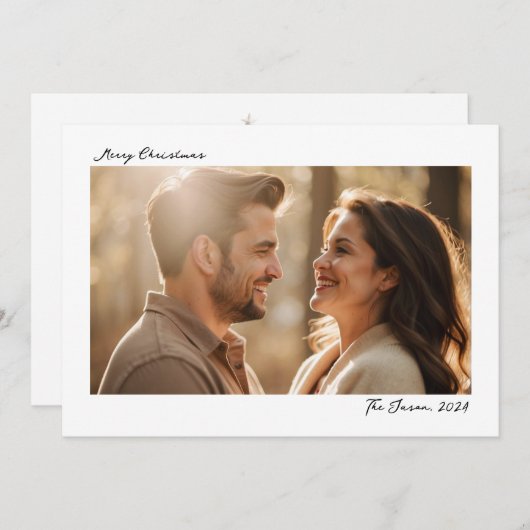 モダントレンディーシンプルクリスマスカップル写真 シーズンカード (正面/裏面)