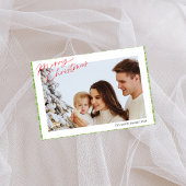 モダントレンディーシンプルグリーンチェックPlaid写真 シーズンカード