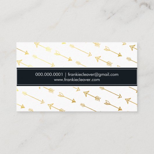 モダントレンディーシンプル矢印金ゴールド箔 名刺 (裏面)