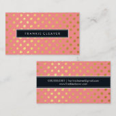 モダントレンディーシンプル金ゴールドホイルスポットコーラル 名刺 (正面/裏面)