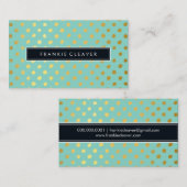 モダントレンディーシンプル金ゴールド箔スポットミント 名刺 (正面/裏面)