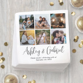 モダントレンディースクリプトと6フォトコラージュ結婚ズ スタンダードカクテルナプキン