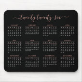 モダントレンディースクリプトブラックバラ金ゴールド2026カレンダー マウスパッド (正面)