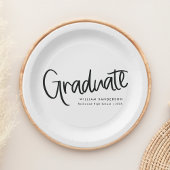 モダントレンディースクリプトブラック&ホワイト卒業 ペーパープレート