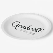 モダントレンディースクリプトブラック&ホワイト卒業 ペーパープレート (アングル)