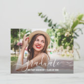 モダントレンディースクリプト写真の卒業 案内状 (スタンド正面)