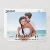 モダントレンディースクリプト写真の日付の保存 ポストカード (正面/裏面)