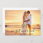 モダントレンディースクリプト写真Weカー得ド結婚した サンキューカード (正面/裏面)