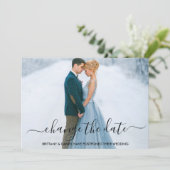 モダントレンディースクリプト日付カードの変更 セーブザデート (スタンド正面)