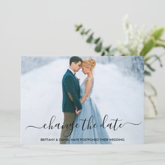 モダントレンディースクリプト日付カードの変更 セーブザデート (スタンド正面)