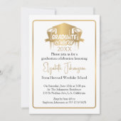 モダントレンディースクリプト金ゴールド写真の卒業 招待状 (正面)