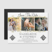 モダントレンディースクリプト3 Photo QR CODE日付の保存 マグネット招待状 (正面/裏面)