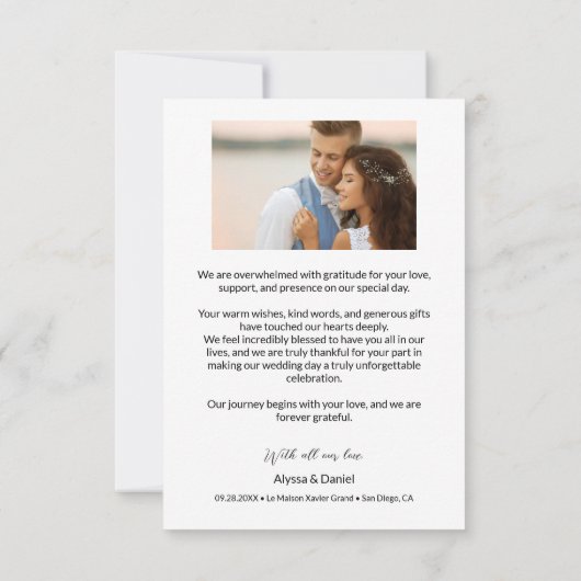 モダントレンディースクリプ結婚ト2の写真 サンキューカード (裏面)