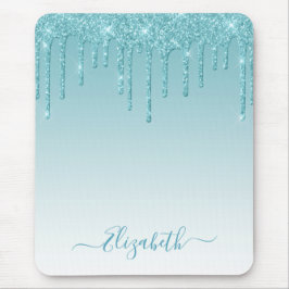 モダントレンディーススタイリッシュクリプトアクアグリッター マウスパッド