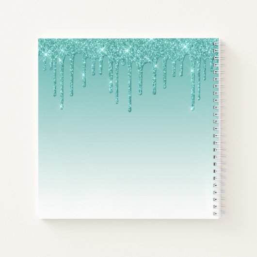 モダントレンディーススタイリッシュクリプトティール(緑がかった色)グリッター ノートブック (裏面)