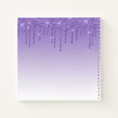 モダントレンディーススタイリッシュクリプト紫のグリッターの点滅 ノートブック (裏面)