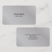 モダントレンディースタイリッシュクリエイティブシルバーグレープレーン 名刺 (正面/裏面)
