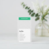 モダントレンディースタイリッシュグリー斜ストライプ線 名刺 (スタンド正面)