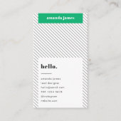 モダントレンディースタイリッシュグリー斜ストライプ線 名刺 (正面)