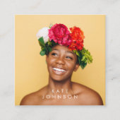 モダントレンディースタイリッシュフルフォトQRコード スクエア名刺 (正面)