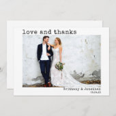 モダントレンディータイプライター文字結婚の写真 サンキューカード (正面/裏面)