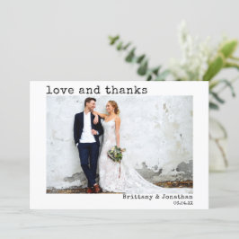 モダントレンディータイプライター文字結婚の写真 サンキューカード