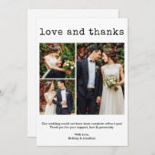 モダントレンディータイプライター文字結婚の3枚の写真 サンキューカード (正面/裏面)