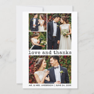 モダントレンディータイプライター文字結婚の4枚の写真 サンキューカード