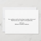 モダントレンディータイプライター文字2写真結婚の サンキューカード (裏面)