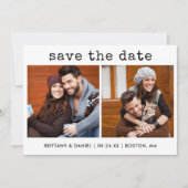 モダントレンディータイプライター文字2枚 セーブザデート (正面)