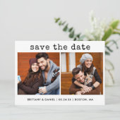 モダントレンディータイプライター文字2枚 セーブザデート (スタンド正面)