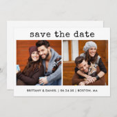 モダントレンディータイプライター文字2枚 セーブザデート (正面/裏面)