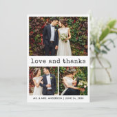 モダントレンディータイプライター文字3結婚写真 サンキューカード (スタンド正面)