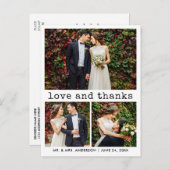 モダントレンディータイプライター文字3 Photo Thank You ポストカード (正面/裏面)