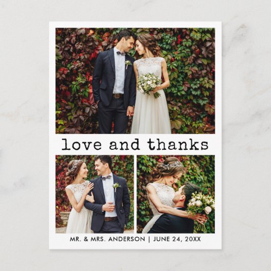 モダントレンディータイプライター文字3 Photo Thank You ポストカード (正面)