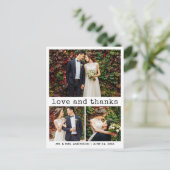 モダントレンディータイプライター文字3 Photo Thank You ポストカード (スタンド正面)