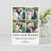 モダントレンディータイプライター文字4結婚写真 サンキューカード (スタンド正面)