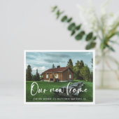 モダントレンディータイポグラフィの写真の移動の発表 ポストカード (スタンド正面)