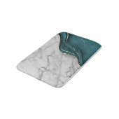 モダントレンディーダークティール(緑がかった色)金ゴールド大理石 バスマット (アングル)