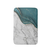 モダントレンディーダークティール（緑がかった色）金ゴールド大理石 バスマット (正面縦)