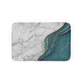 モダントレンディーダークティール（緑がかった色）金ゴールド大理石 バスマット (正面)