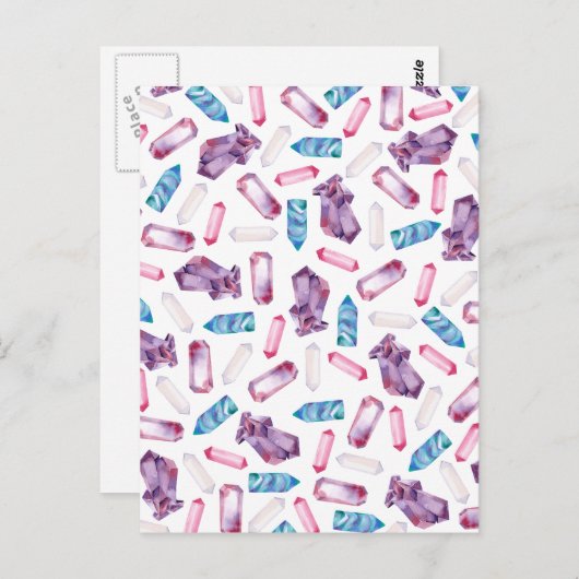 モダントレンディーティール(緑がかった色)水晶 ポストカード (正面/裏面)