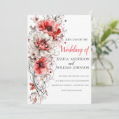 モダントレンディーデザイナーレッド赤面結婚ズ 招待状 (スタンド正面)